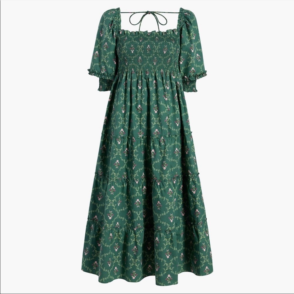 Hillhouse Nesli Dress: Emerald Trellis
